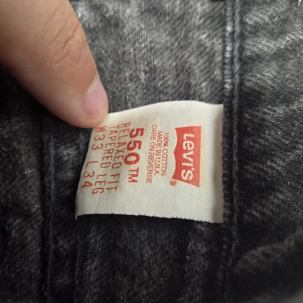 Vintage Levis 550 Mens 33x34 Black Relaxed Fit Tapered Leg Jeans Made in USA 90s